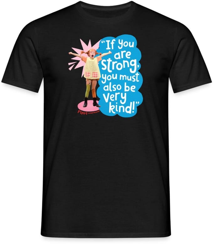 Pippi Langkous Gestrekte Pippi Met Spreuk T-Shirt Heren