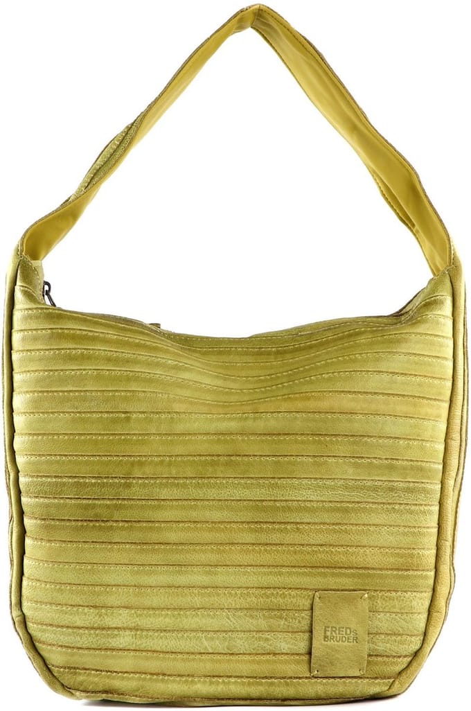 FREDsBRUDER Leren Schoudertas Ibbick Hobo Bag Light Yellow Moss Mosterdgeel