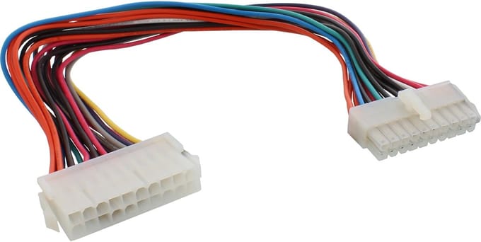 ATX 20-pins (m) - ATX 20-pins (v) voeding verlengkabel - 0,30 meter