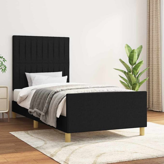vidaXL - Bedframe - zonder - matras - 100x200 - cm - stof - zwart