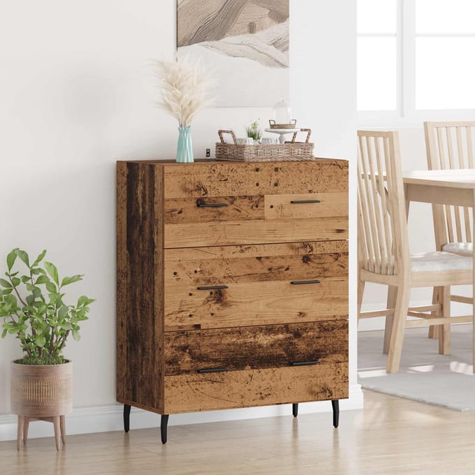 vidaXL - Dressoir - Oud - Hout - 69,5 - x - 34 - x - 90 - cm - Geengineerd - Hout - en - IJzer