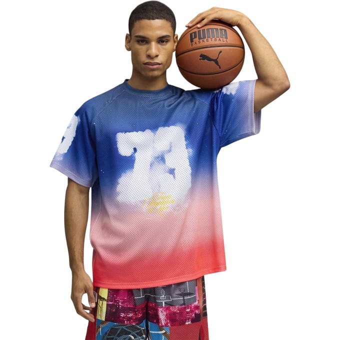 Puma Hooptopia Sunset T-shirt voor heren (Perzisch Blauw)