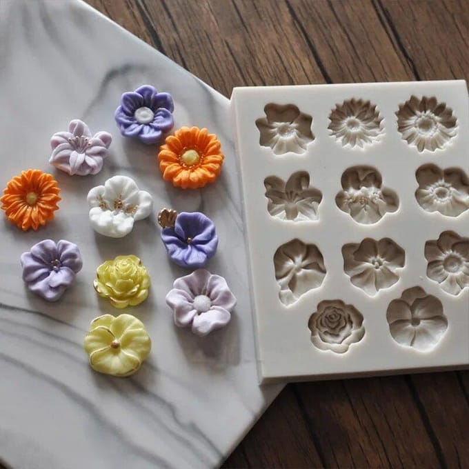 Moule à gâteau en Silicone en forme de fleurs de tournesol, décoration DIY, chocolat 3D, outils de moulage gray