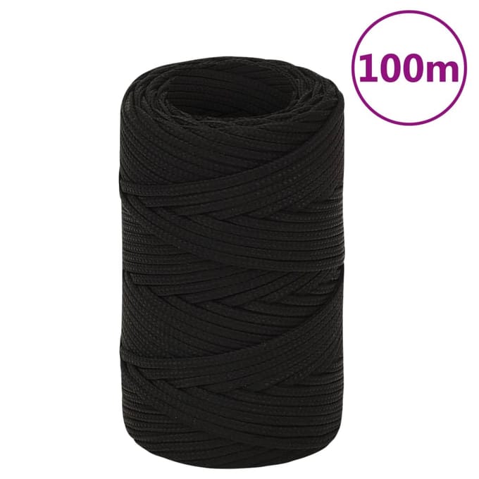 vidaXL - Werktouw - 2 - mm - 100 - m - polyester - zwart