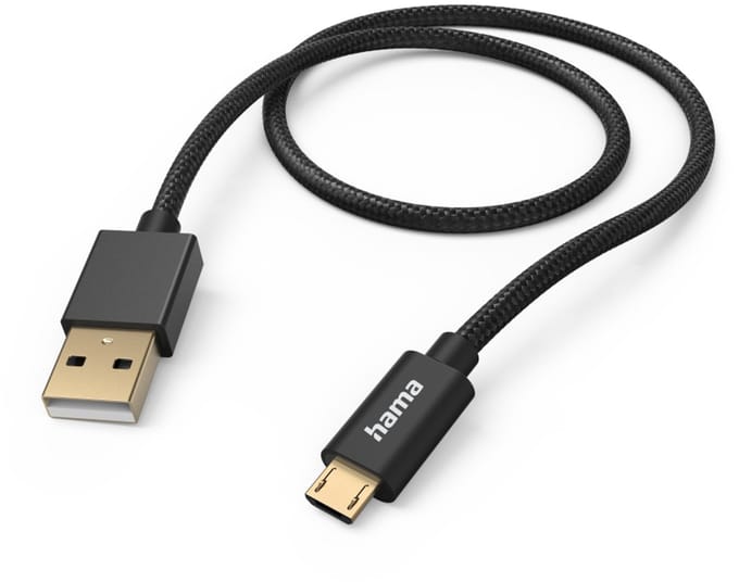Hama Fabric USB-kabel 1,5 m USB 2.0 USB A Micro-USB B Zwart