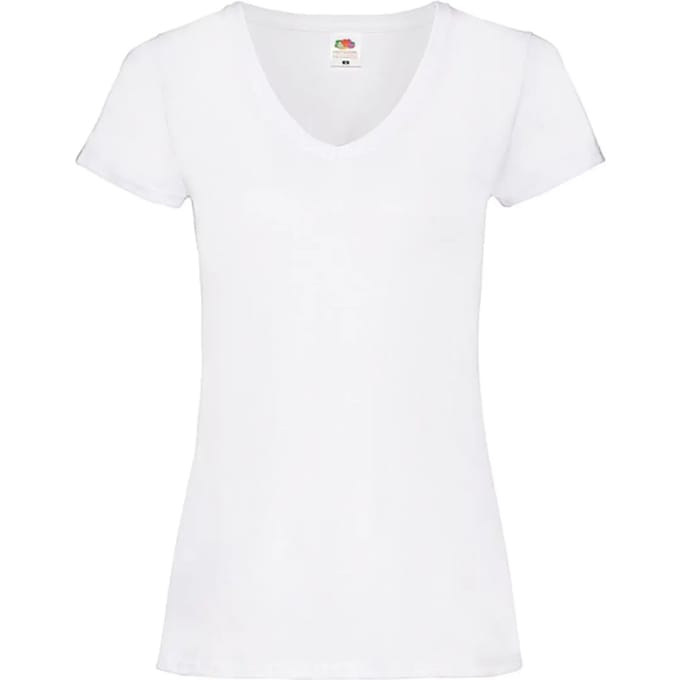 Dames-T-shirt met V-hals Fruit of the Loom Valueweight