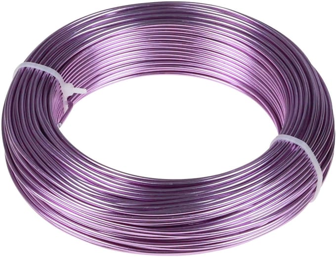 Paarse aluminiumdraad, 2 mm, voor sieraden en decoratie, lavendelkleur