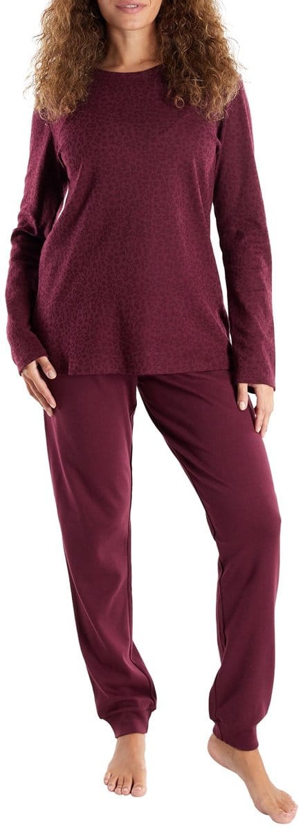 Götzburg dames pyjama interlock - bordeauxrood - maat 48