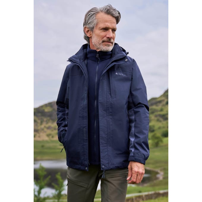 Mountain Warehouse Heren Thunderstorm 3 in 1 Waterdichte Jas (Donkerblauw)