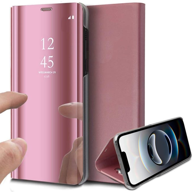 Hoesje geschikt voor iPhone 16e - Spiegel Book Case Rosegoud