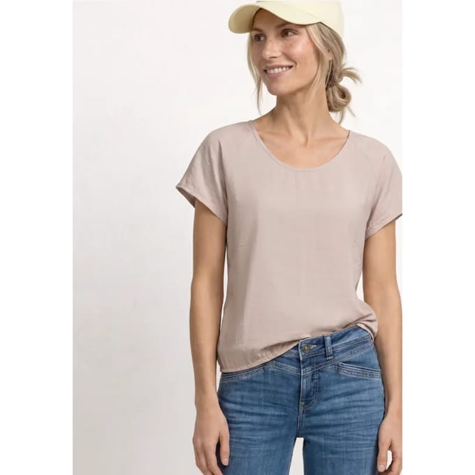 Shirt met overhangende schouders in een structuurmix