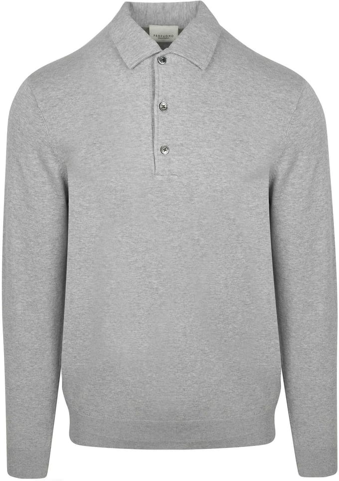 Profuomo Longsleeve Poloshirt Luxury Basic Grijs - Maat M - Heren - Pullovers