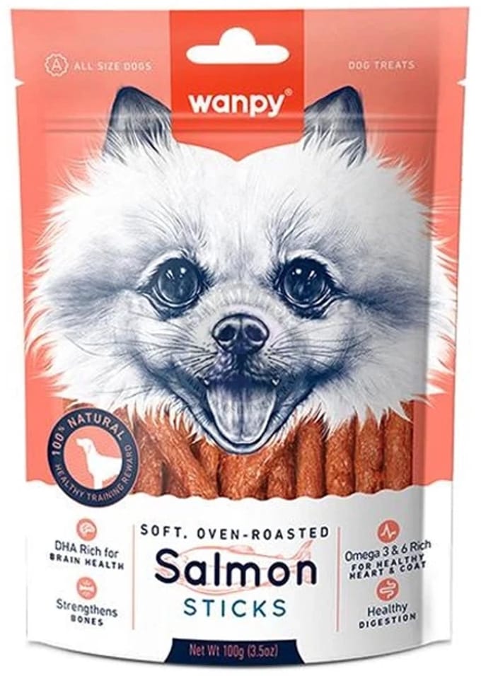 3x 100 gram Wanpy Zalm Sticks - hondensnack