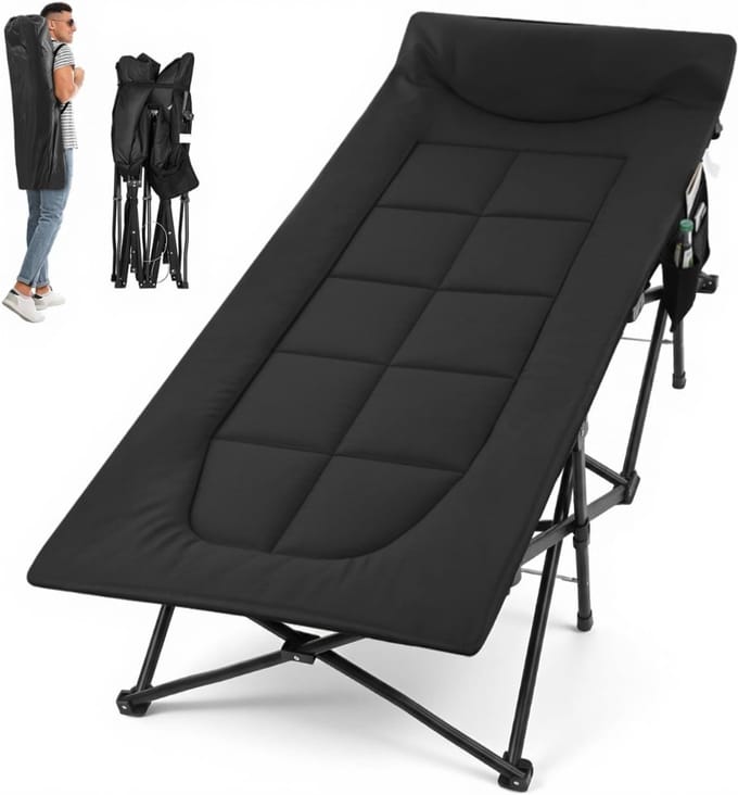 Veldbedden 1 Persoon - Veldbed - Veldbedden 1 Persoon met Matras -Zwart