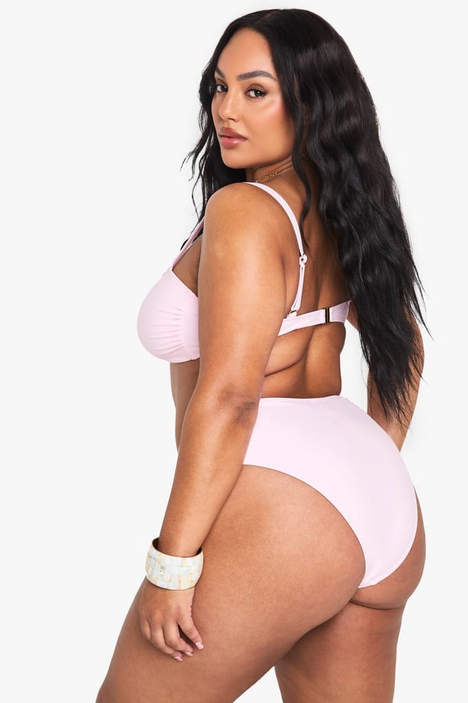 boohoo Dames Plus Geknoopte Bikini | Pink | Maat: 24