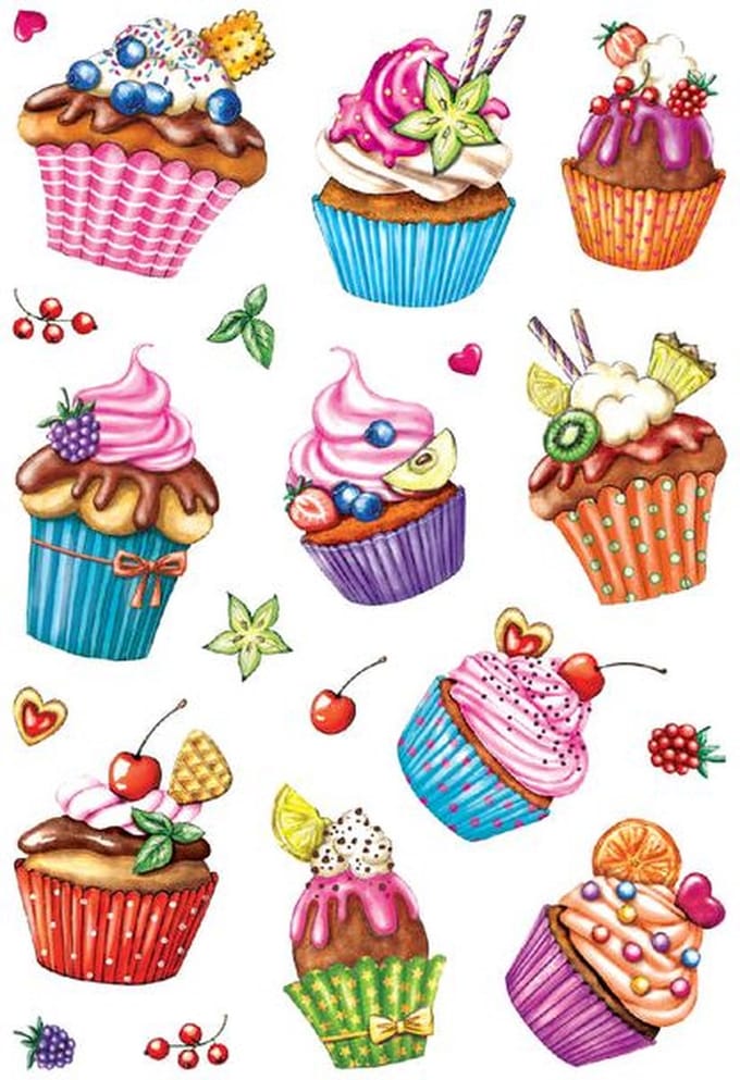 Etiket herma 3387 cupcakjes glitter | 10 stuks