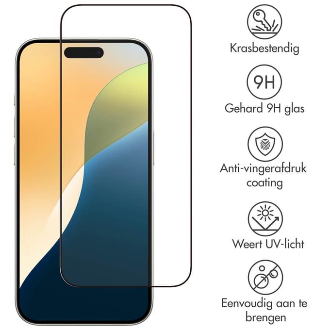 Accezz Screen Protector - Geschikt voor Apple iPhone 18 Pro / 17 Pro / 17 / 16 Pro - Gehard Glass Full Cover