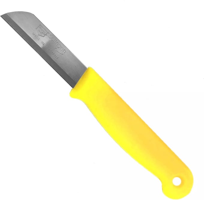 Solingen Schilmesje – RVS – Glad – 16 cm met Blade Cover – Citroen Geel