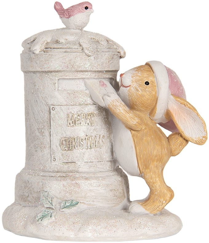 Clayre & Eef Decoratie Beeld Konijn 11x8x11 cm Beige Kunststof