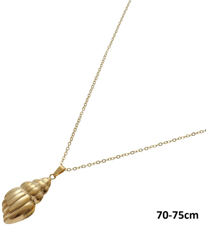 Ketting - RVS - schelp - goudkleurig - 70-75 cm