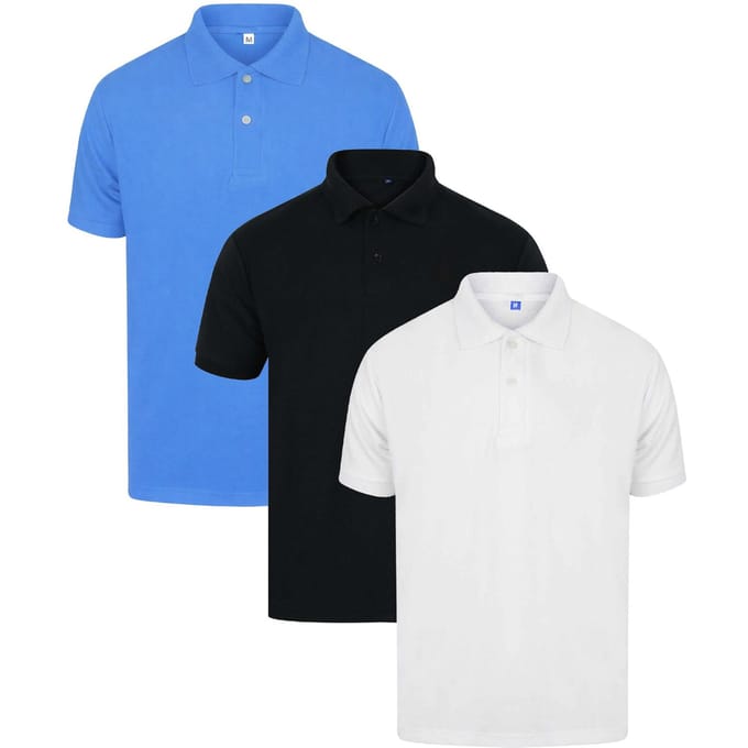 Kruze | Heren Polo Shirts (3-Pack) - ZWART/HEMELBLAUW/WIT