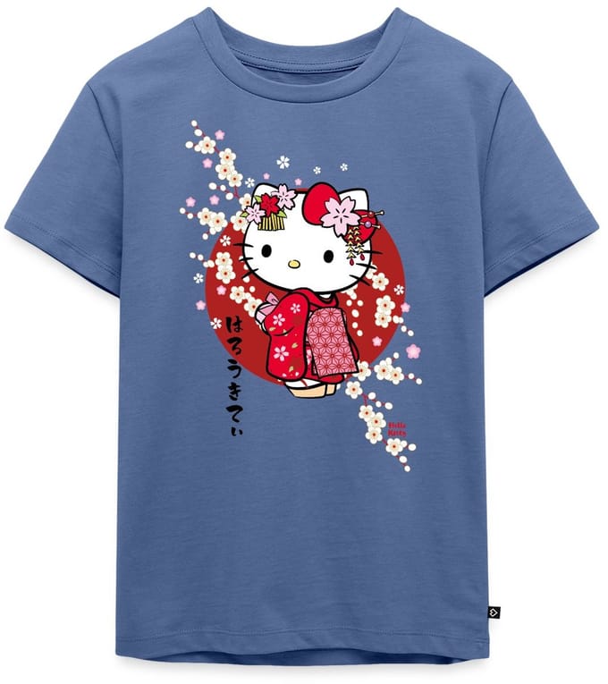 Hello Kitty In Een Rode Kimono En Kersenbloesems Premium T Shirt Kinderen