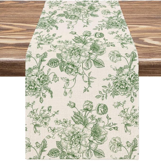 Chemin de table Chinoiserie Fleur Bleue Écharpe de Commode Décor Réutilisable Chemin de Table de Cuisine Salle à Manger Décorations de Fête de Fête 150x33cm