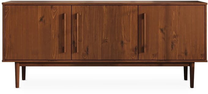 Sideboard TECCA 170 cm met 3 deuren van massief hout – afwerking in kastanje