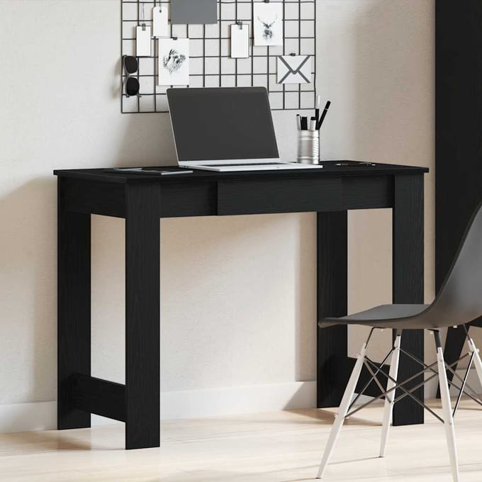 vidaXL - Bureau - 100x45x75 - cm - bewerkt - hout - zwart