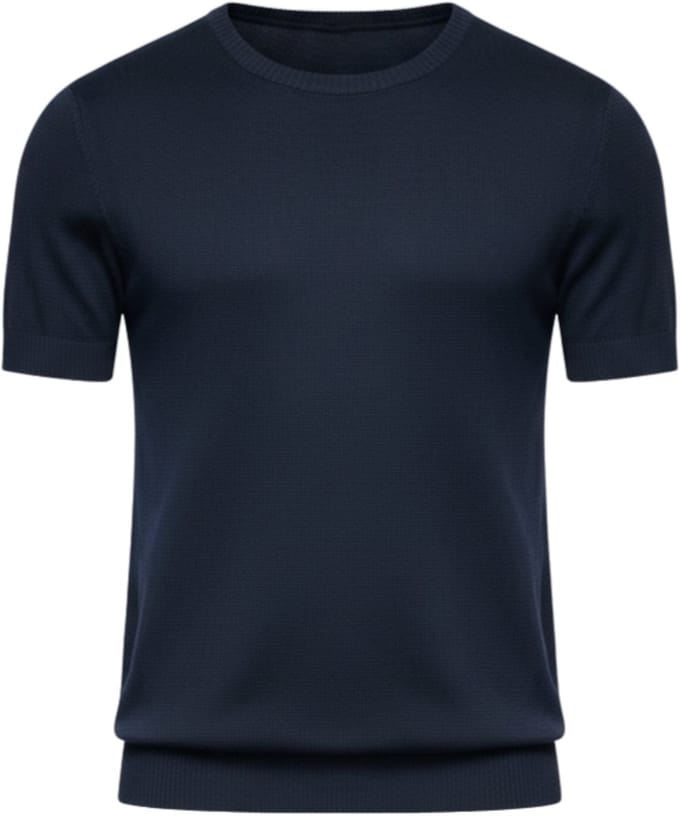OMBRE T-shirt - Viscose - Korte Mouw - Effen Marine S