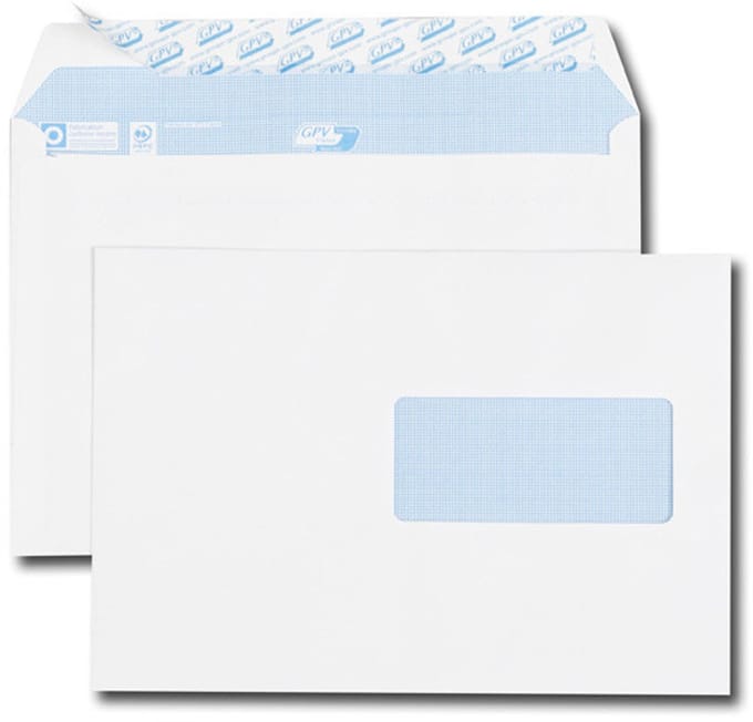 GPV enveloppen, C5, 162 x 229 mm, wit, met venster