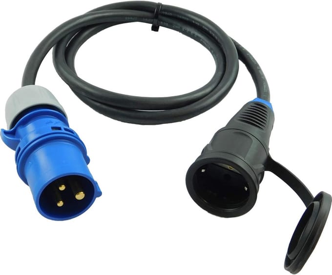 CEE-stekker naar Schuko Adapter met 1,5 m Aansluitkabel voor Camping en Caravan