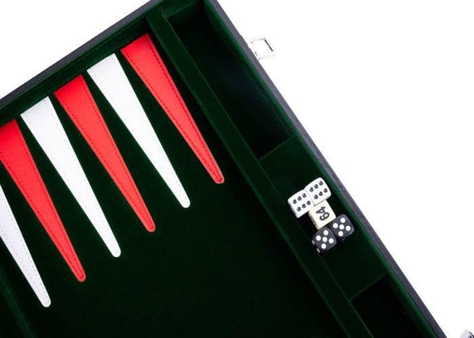 Backgammon 21 pouces - Jeu de société - Haute qualité - dés et jetons nacrés - vert rouge et blanc wit