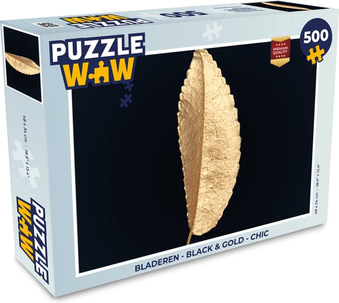 Puzzel Bladeren - Black and gold - Luxe - Chic - Natuur - Legpuzzel - Puzzel 500 stukjes