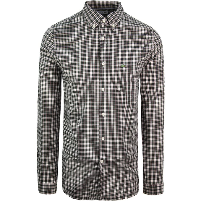 Lacoste Regular Fit Heren Geruit Zwart Overhemd