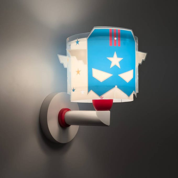 Dalber Blue Hero wandlamp met stekker, wit/blauw