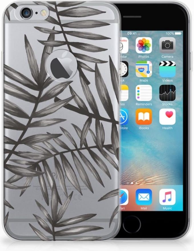 TPU Hoesje voor Apple iPhone 6 Plus | 6s Plus TPU Case Leaves Grey