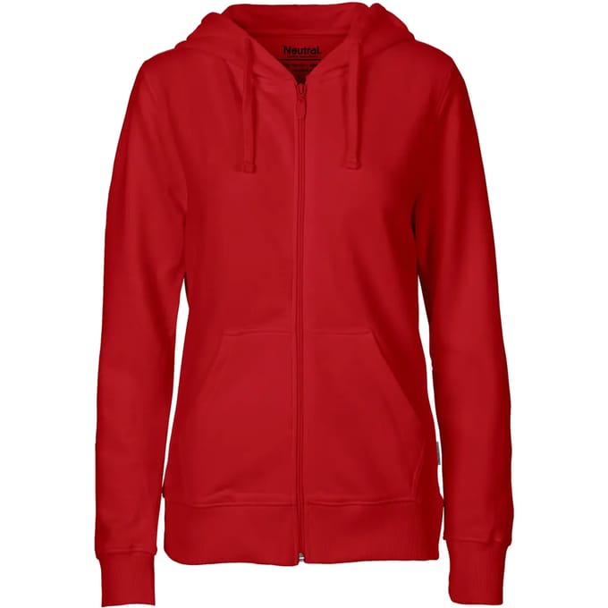 Fairtrade Ladies Zip Hoodie met capuchon Red - M