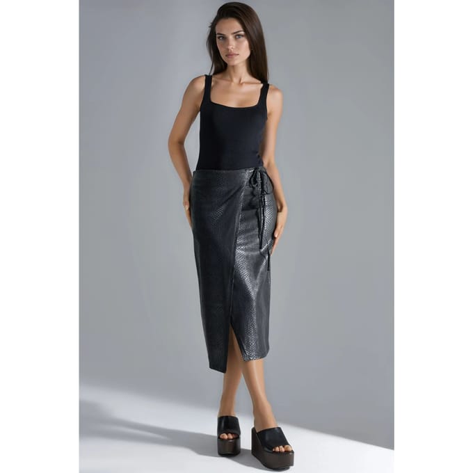 Nepleren Midi Rok met Strikdetail