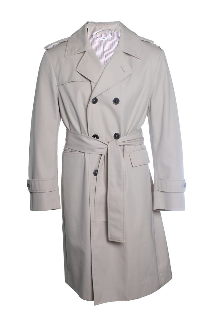 Thom Browne, beige trenchcoat