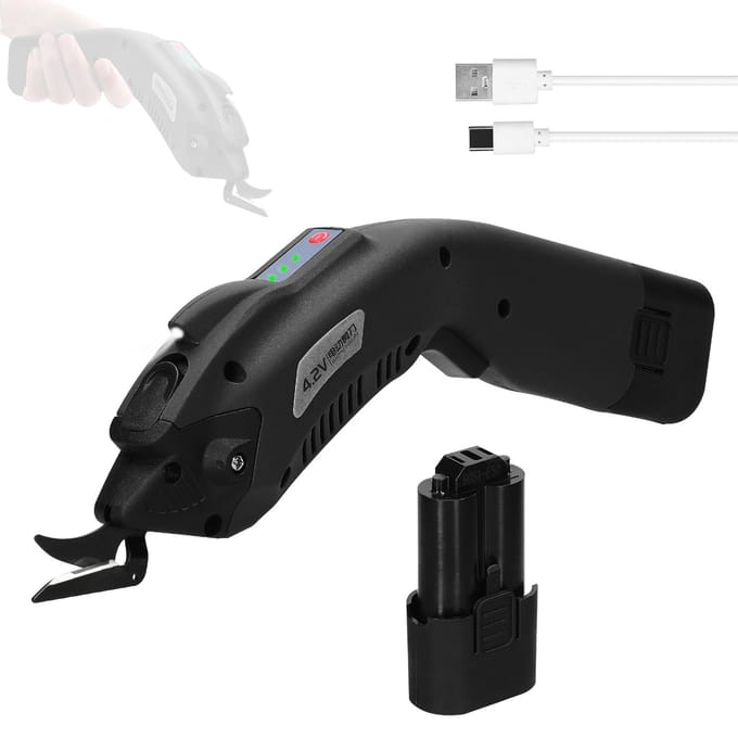4.2V elektrische doeksnijder Hoge snelheidsmotor Draagbare stoffen snijmachine Hanndheld-karton 1pcs 2500mAh battery zwart
