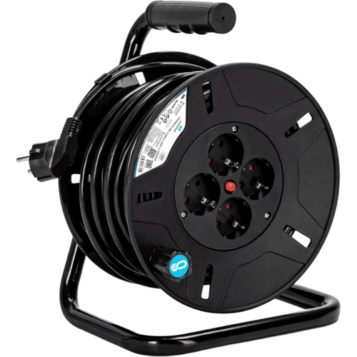 Aigostar Verlengkabel Haspel - 4 Duitse Stopcontacten - 25m Kabellengte - Brandwerende Kabel - Compacte Stekker