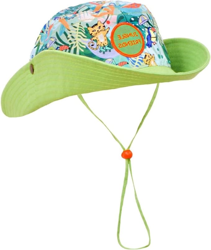 Kinderhoed polyester - Zonnehoed - Bescherming tegen zon - Opvouwbaar ontwerp - 56 cm - Groen