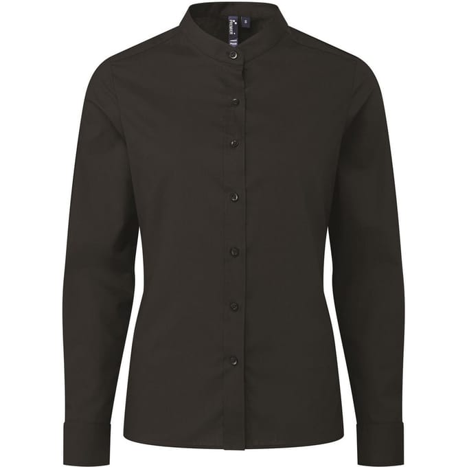 Premier Dames/Dames Grootvader Shirt (Zwart)