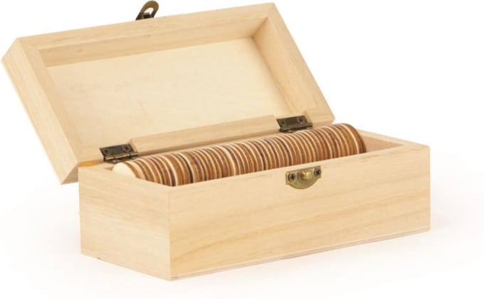 Graine Creative houten kistje met harten - creatief speelgoed 15x6x7 cm.