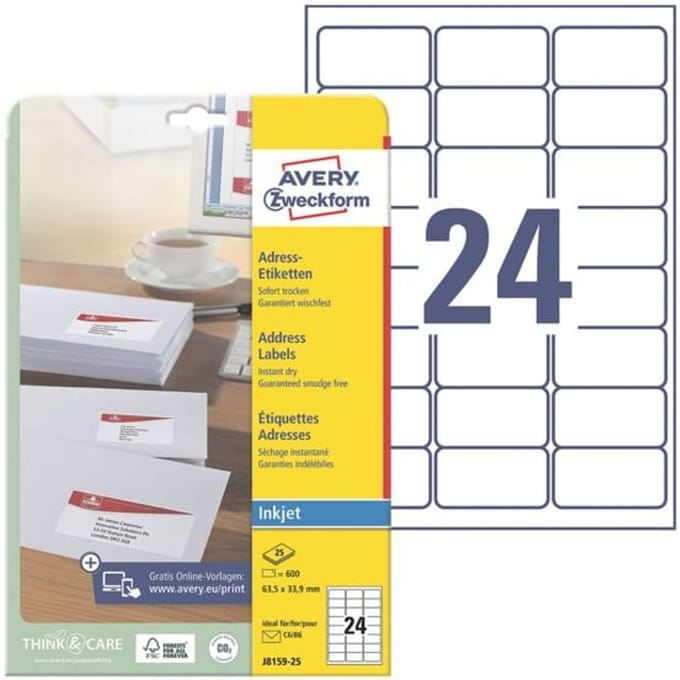 Avery - address labels - 600 pcs. - 33.9 x 64 mm