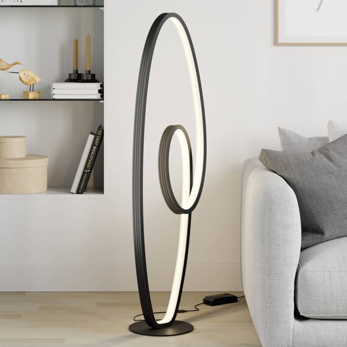 Lucande LED vloerlamp Bronwyn, 122cm, antraciet, aluminium