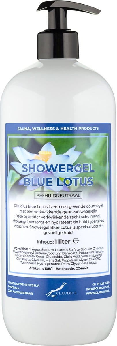 Claudius Douchegel Blue Lotus 1 liter - met gratis pomp - Showergel