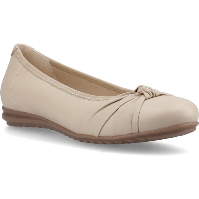 Hush Puppies Lilith Lederen Dames Crème Standaard Ballerina's