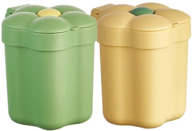 Prullenbak Met Deksel - Mini Afvalbak - Bureau Opslag - Bloemvormig Design - 2 Stuks - Diverse Kleuren